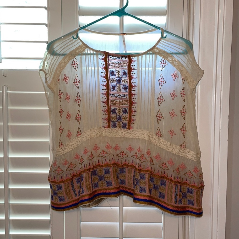 Free People Embroidered Top
